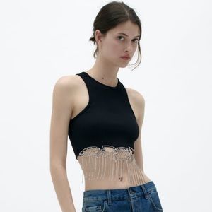 NWT! Zara Seamless Jewel Floral Top - Size XS-S